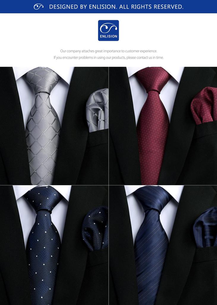 [Enlision] Men's Business Ties, Set of 4, Silk, Washable, Thick, Suitable for Job Hunting, Entrance Ceremonies, Graduation Ceremonies, Coming-of-Age