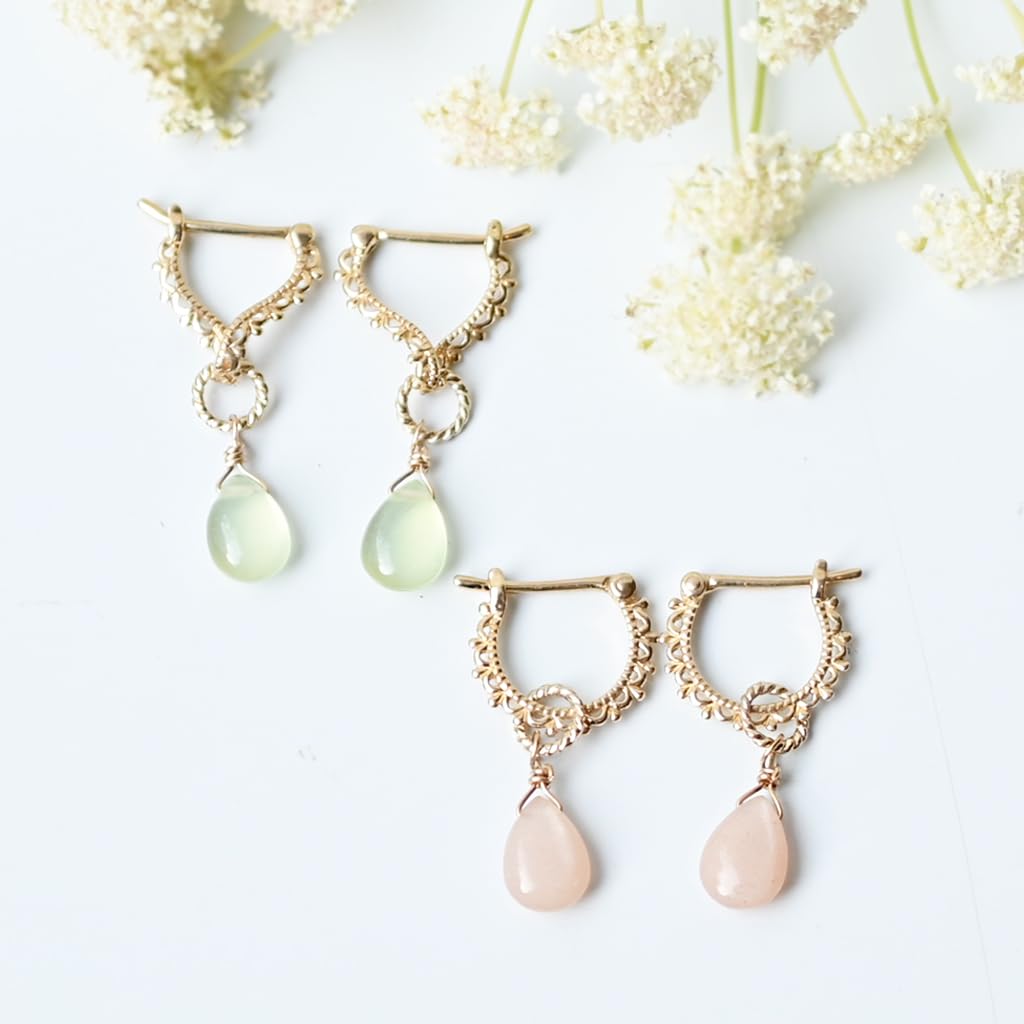 K10 Natural Stone Charm Earring Charm Pendant Top [Soi] Dress-up (Prehnite)