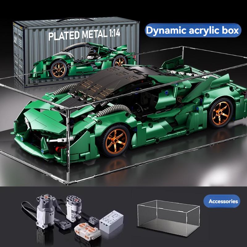 Non-Toxic New Technical Building Blocks Diy Green Sports Car Super Racing Building Blocks Model Birthday Christmas Halloween Gifts Kids