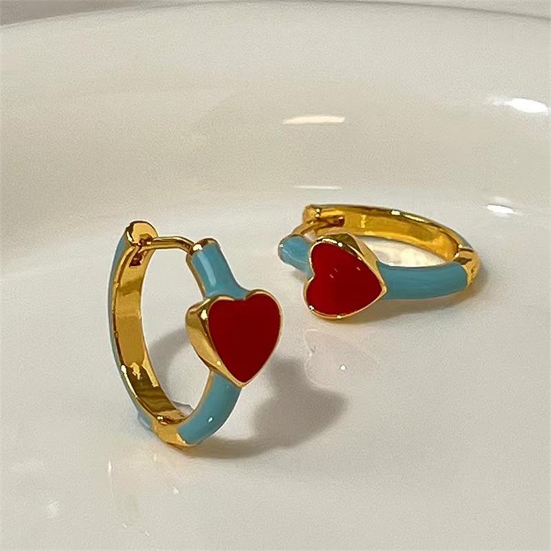 France Light Luxury Enamel Thick Rhinestone Hoop Earrings for Women Stainless Steel Huggie Ear Party Zircon Wholesale