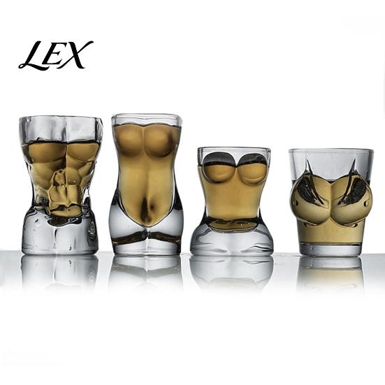 Occhiali a forma di torso umano in vetro senza piombo per feste, Mini bicchiere da liquore a forma di torso umano divertente, Bicchiere da bar creativo e resistente, Regalo unico per feste di adulti