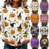 Women's Fashion Casual Long-sleeved Halloween Printed Round Neck Sweater Top