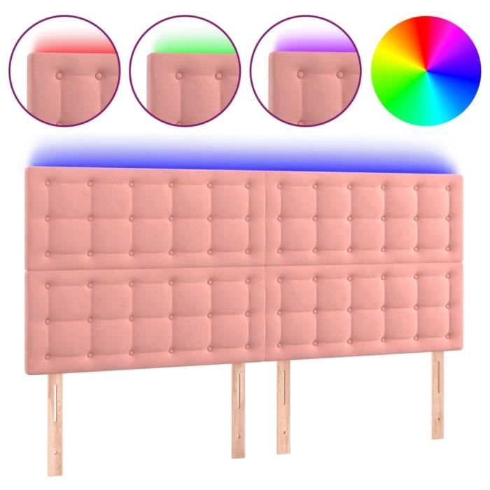3122917 vidaXL Tête de lit à LED Rose 160x5x118-128 cm Velours