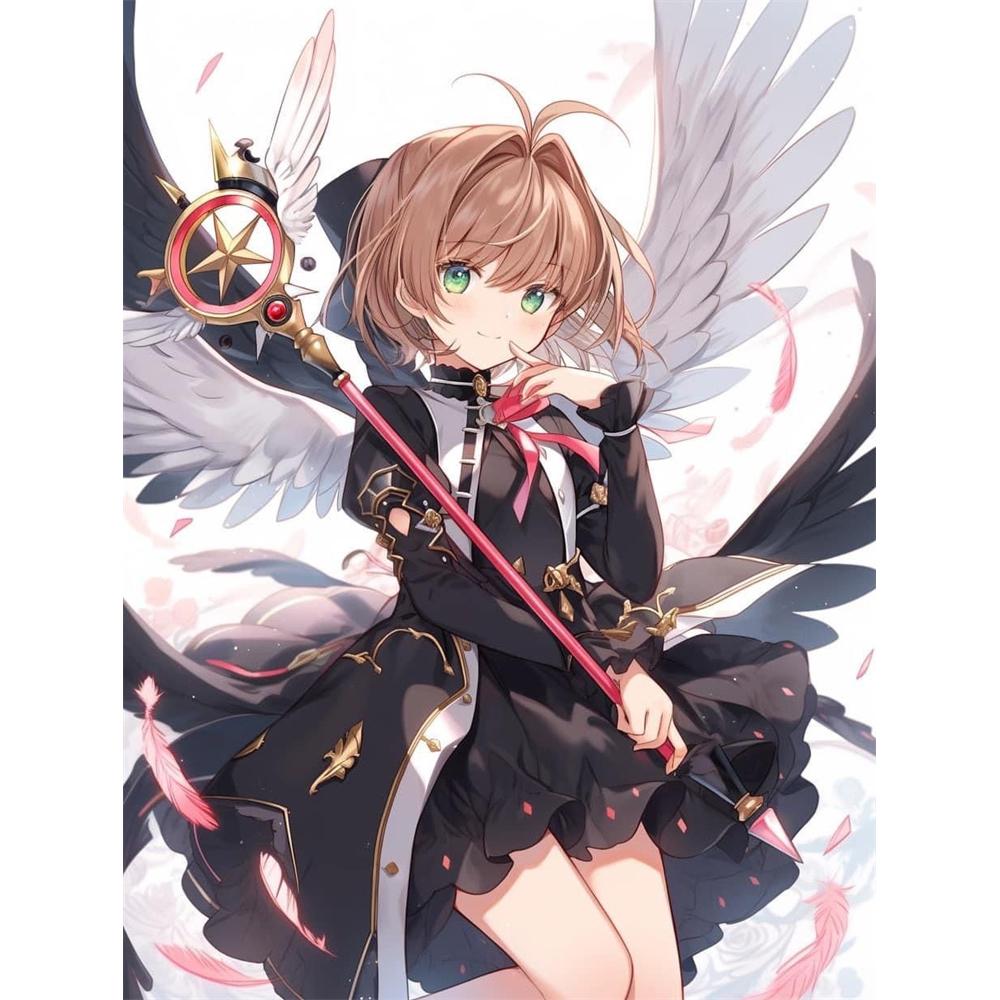 Sakura Card Captor Mosaik 5D DIY Handgefertigte Stickerei Kreuzstich Diamant Malerei Kits Runde_Quadratische Steine Rom Dekor