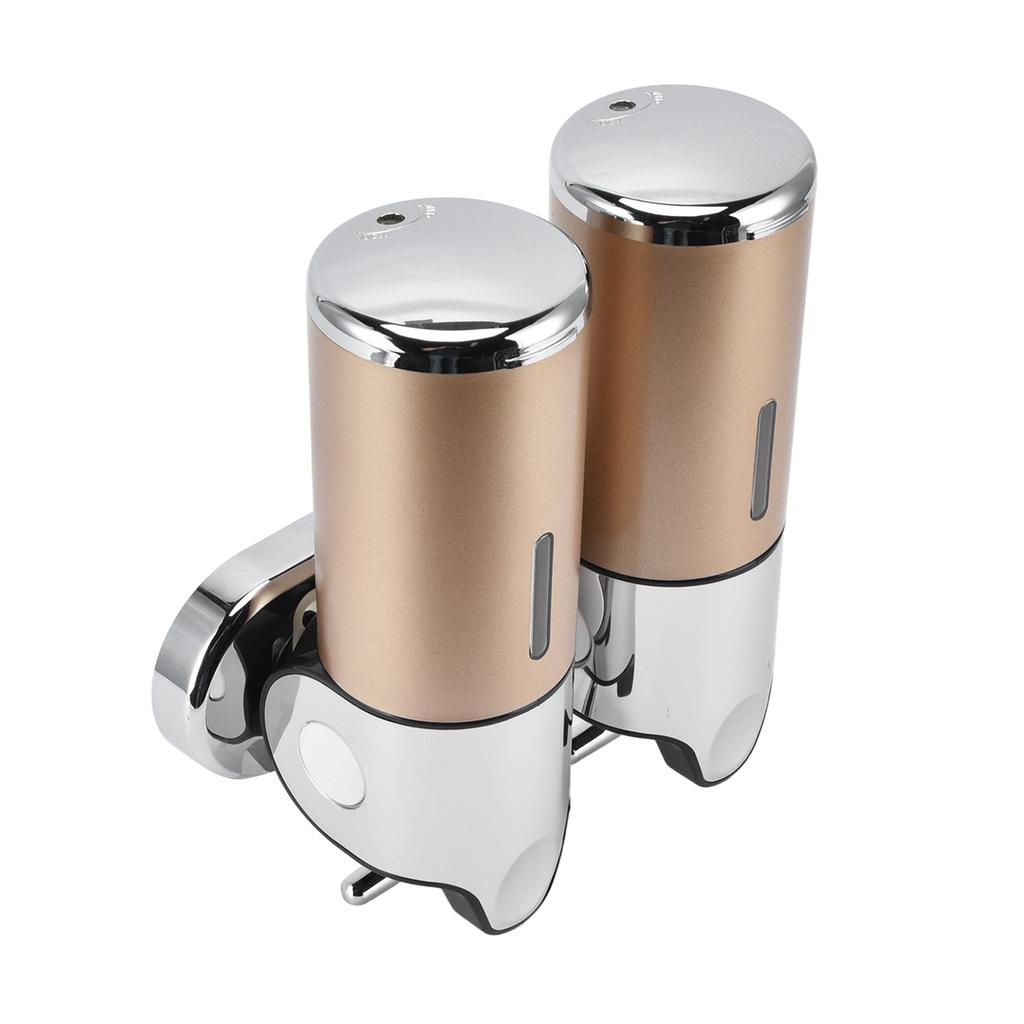 Wall Mount Soap Shower Dispenser Dual Pump 2 Separate Compartments Reusable Space Saving Shampoo