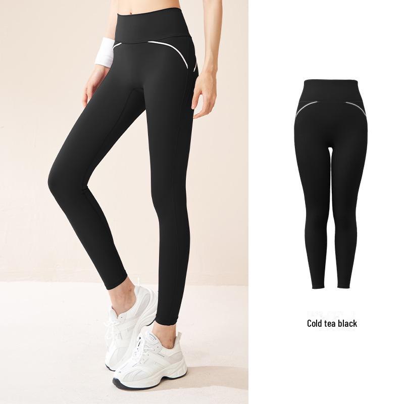 

Бесшовные штаны для йоги Juyitang телесного цвета с высокой талией: Тонкий, эластичный и удобный L