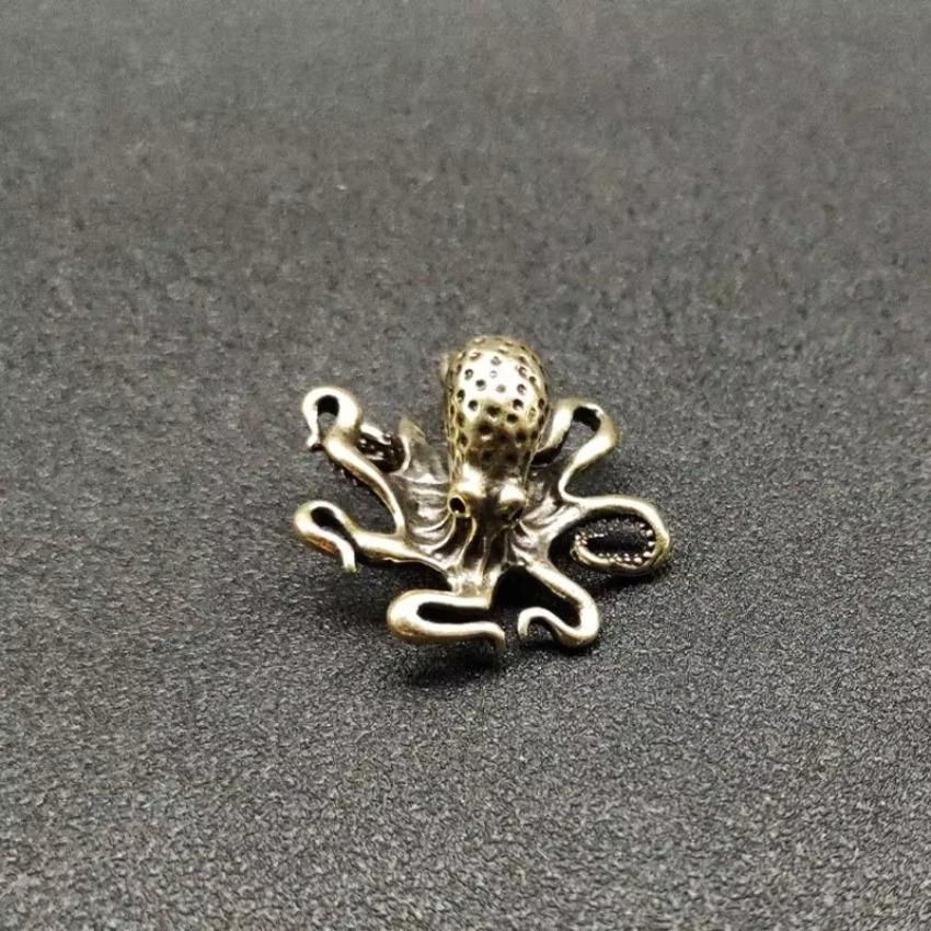 Brass Octopus Ornament Handmade Pure Copper Octopus Handle Piece Tea Ceremony Accessories Creative Tea Pet