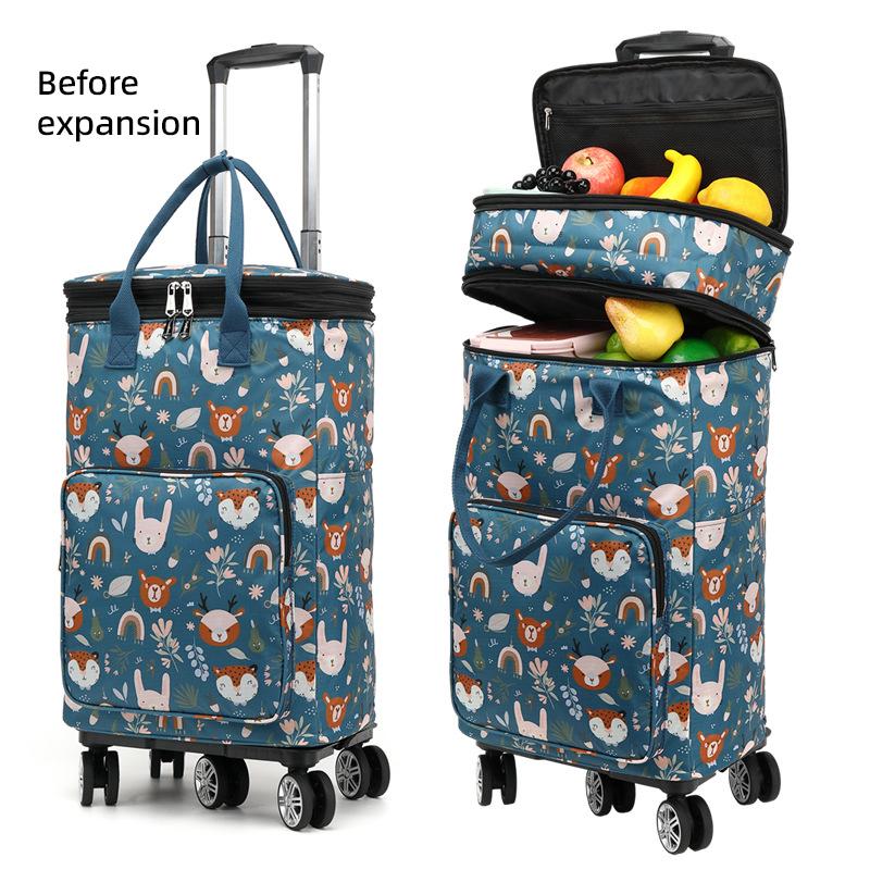 Telescopic Trolley Bag Supermarket Shopping Bag Folding Portable Lightweight Universal Wheel Travel Bag