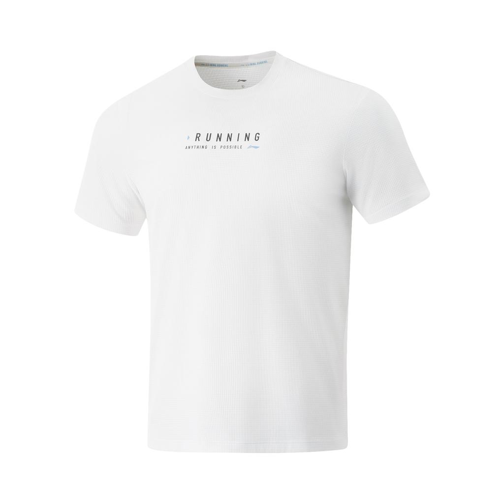 Li Ning Running Series Letter Round Neck Comfortable Breathable Versatile Short Sleeve T-Shirt Men Tops Standard-White ATSV095-2