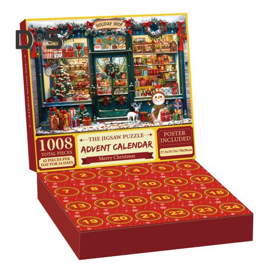 Vánoční adventní kalendář Puzzle 1000 Vánoční odpočítávací puzzle Zimní vánoční ozdoba sněhuláka