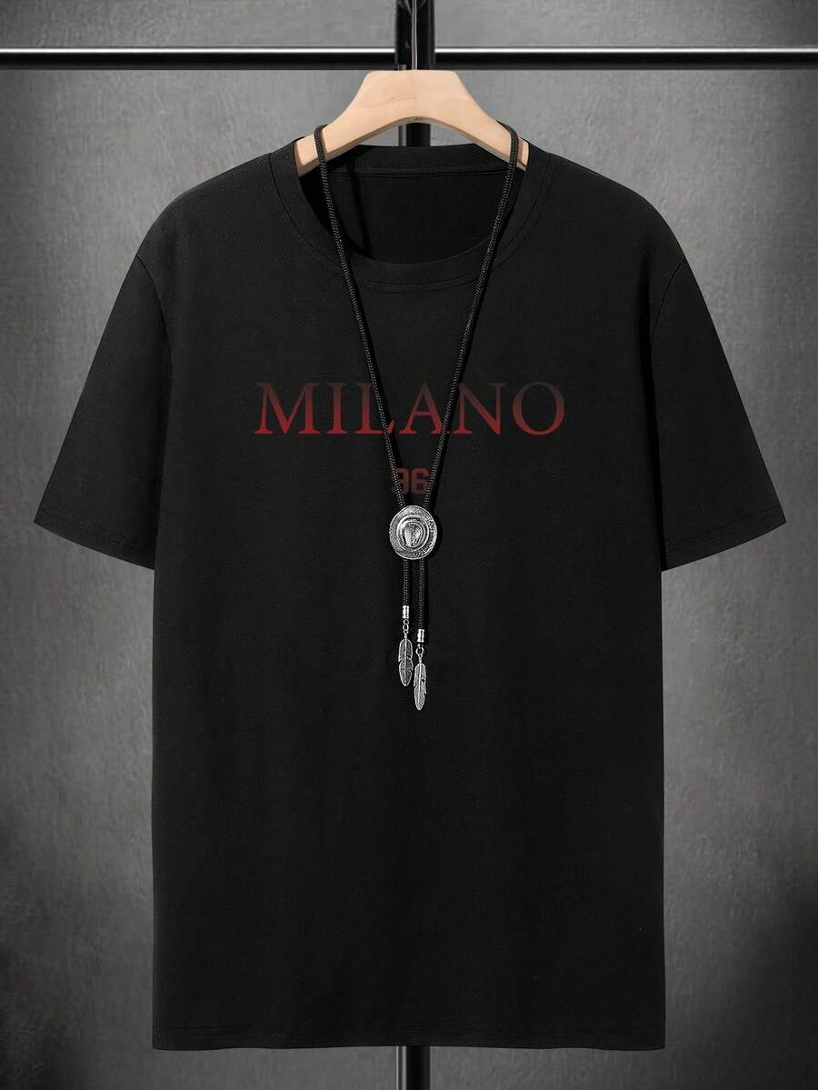 

Manfinity Homme Unisex Drop-Shoulder Letter Print T-Shirt S