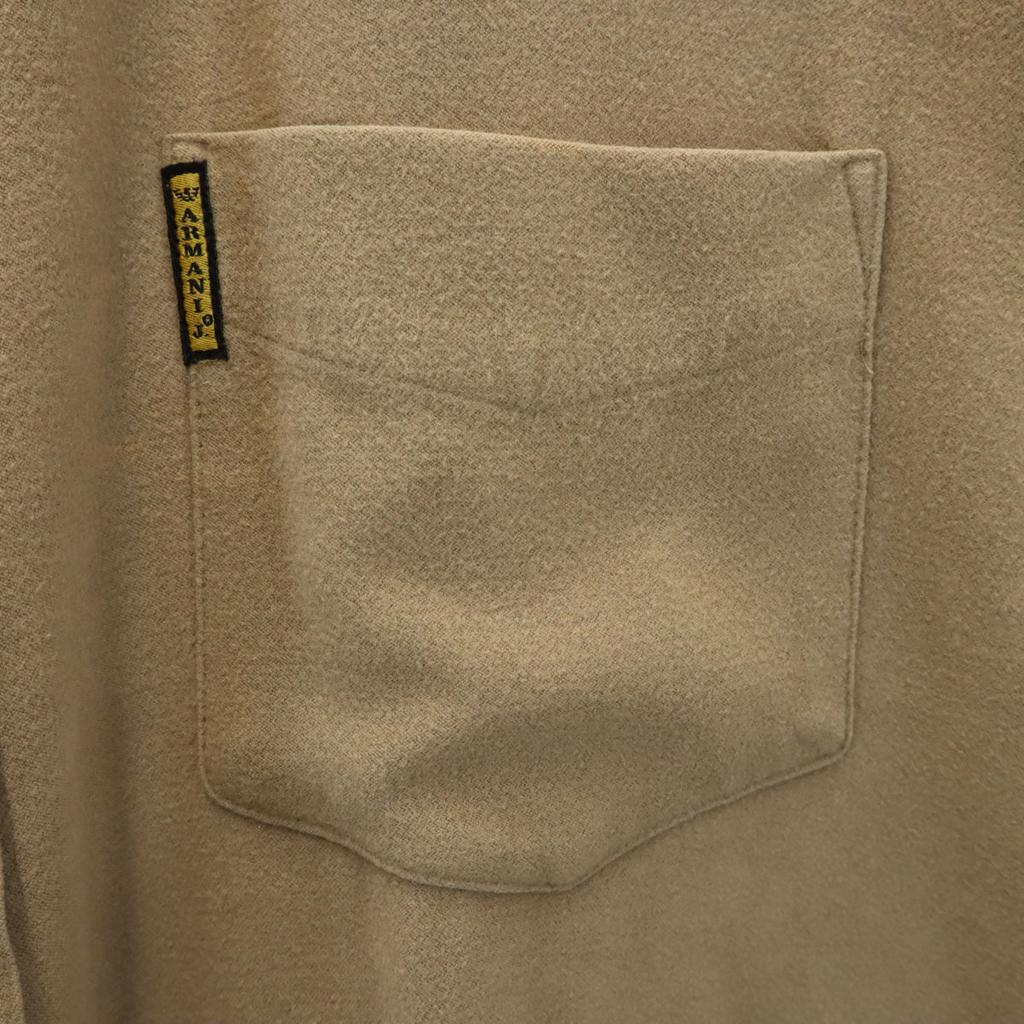 Armani Jeans 90s Made In Italy Old Long Sleeve Flannel Shirt L Beige Men's Used