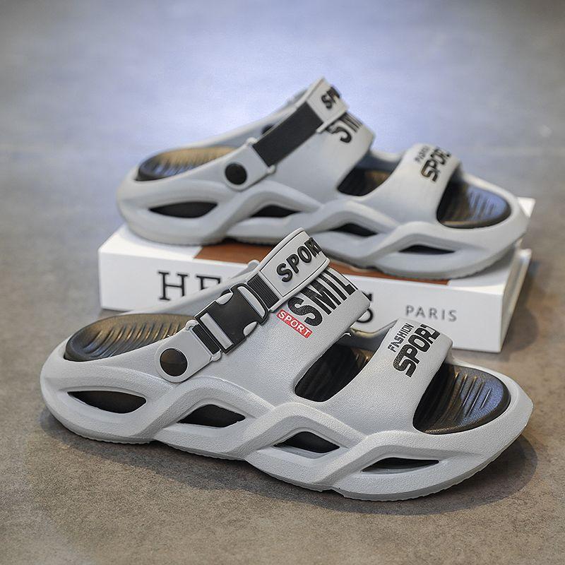 

Чоловічі літні шльопанці Ультра-комфортні сандалі на товстій підошві з дихаючого матеріалу EVA для приміщень та вулиці для пляжу, басейну, аквапарку 44-45 сірий