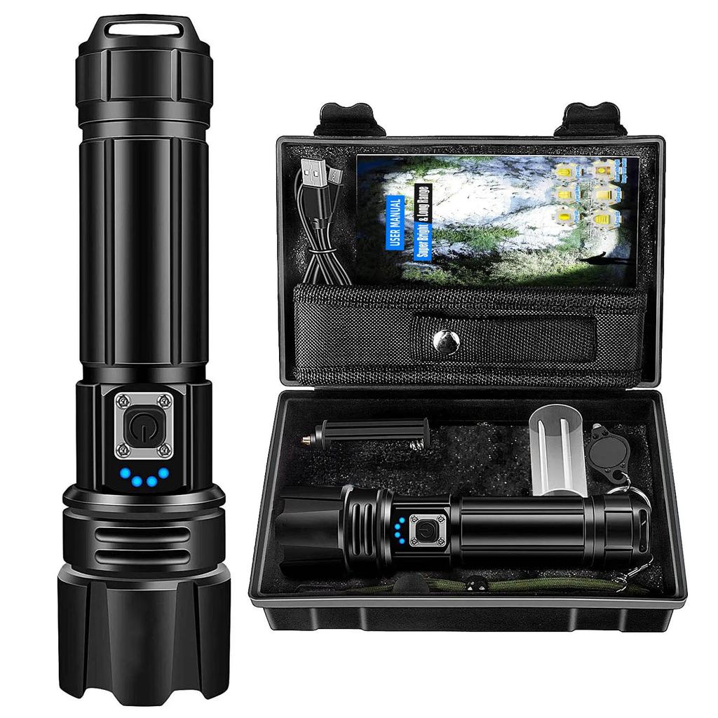Flashlight High Lumens Rechargeable, 950000 Lumen Led Flashlights XHP70.2 USB,Handheld Super Bright  Flash Light Battery Powered