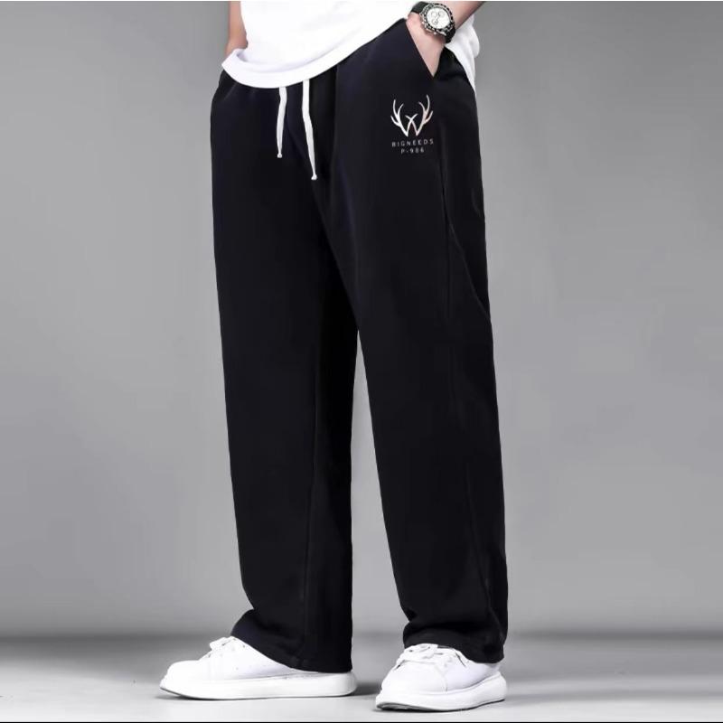 Trendy Oversized Men's Loose-Fit Straight-Leg Wide-Leg Casual Stretch Sports Trousers with Drape
