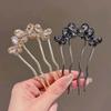Geometric Toothed Insert Comb Rhinestone U-shaped Hair Clip Elegant Butterfly Hairpin  Party