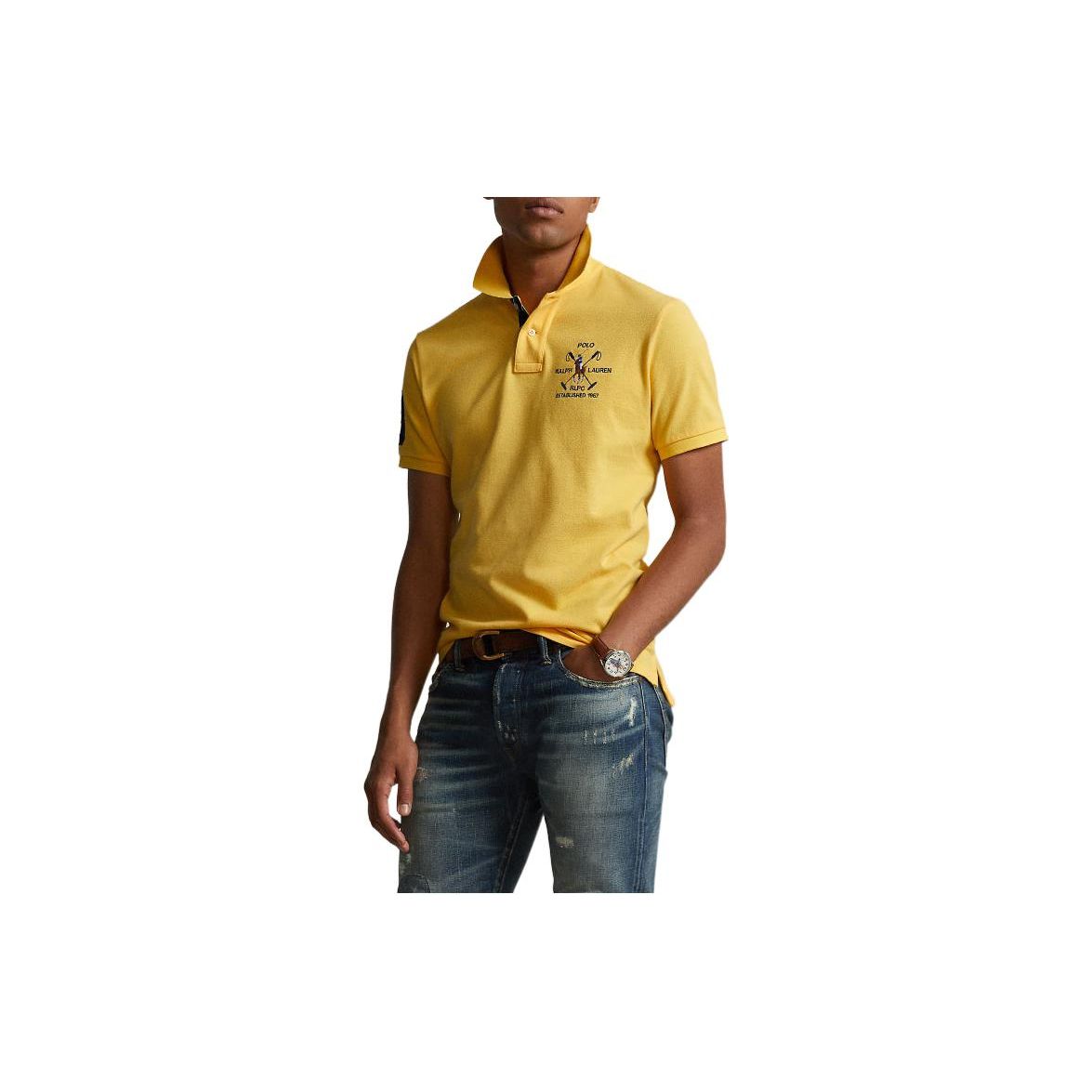 

Polo Ralph Lauren SS23 Пуловер с вышивкой логотипа, мужская футболка поло с коротким рукавом, топы, желтый MNPOKNI1N822165-700 S