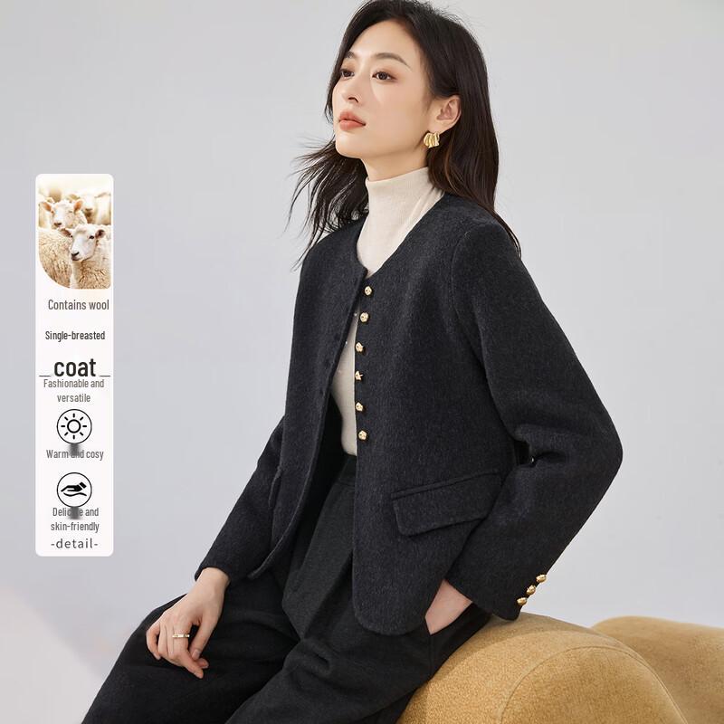 

Handu Yishe Women s French Elegant Wool Blend Double-Sided Coat M