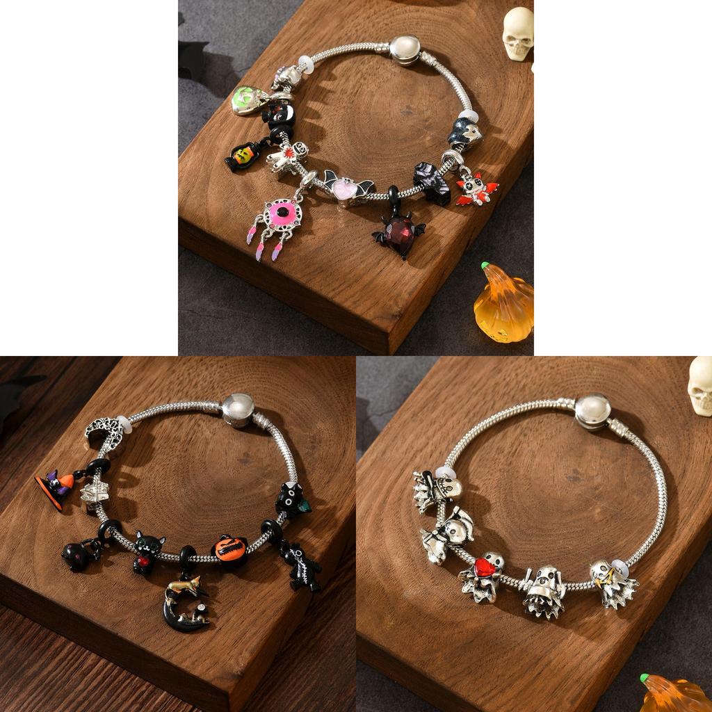 Bracelet Charm Bracelet Squelette Citrouille d'Halloween Pour Enfants et Adolescents