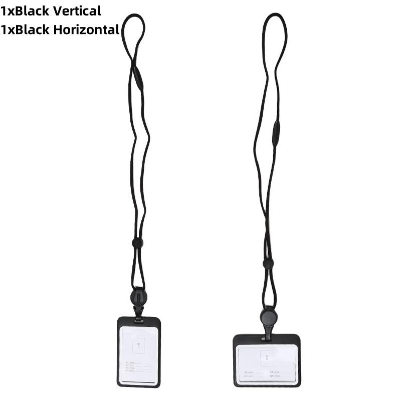 1/2 Stück ID-Zubehör mit Lanyard Ausweishalter Transparent Verstellbar Ausweishalter Tragbarer Kartenhalter