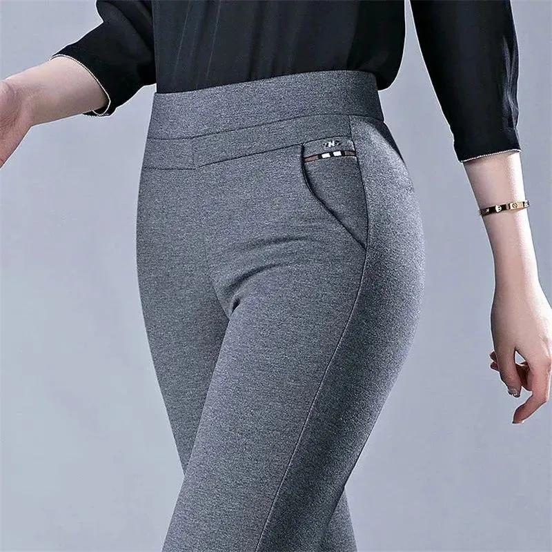 Spring and Autumn Women's High-Waisted Casual Elastic Pants, Slim-Fitting Pants for Middle-Aged and Elderly Women, Fashionable Pencil Pants