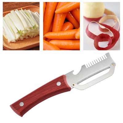 Pelapatate Yousheng con Manico in Legno Lama in Acciaio Inossidabile Utensile da Cucina Apribottiglie Integrato Pelapatate per Pelare e Affettare