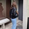 Women's European Style Brown PU Leather Jacket - Retro Petite Spring/Autumn 2025