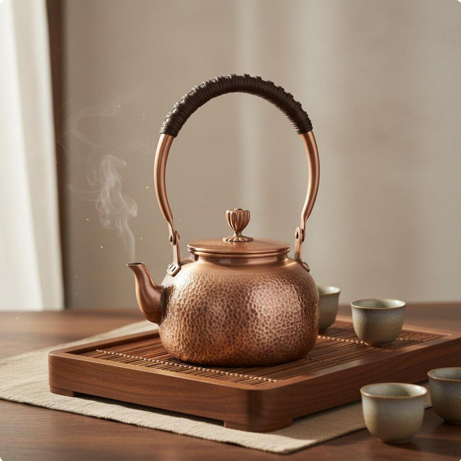 Chinese Style Copper Kettle Thickened Body Hammered Teapot Traditional Design for Collectors,