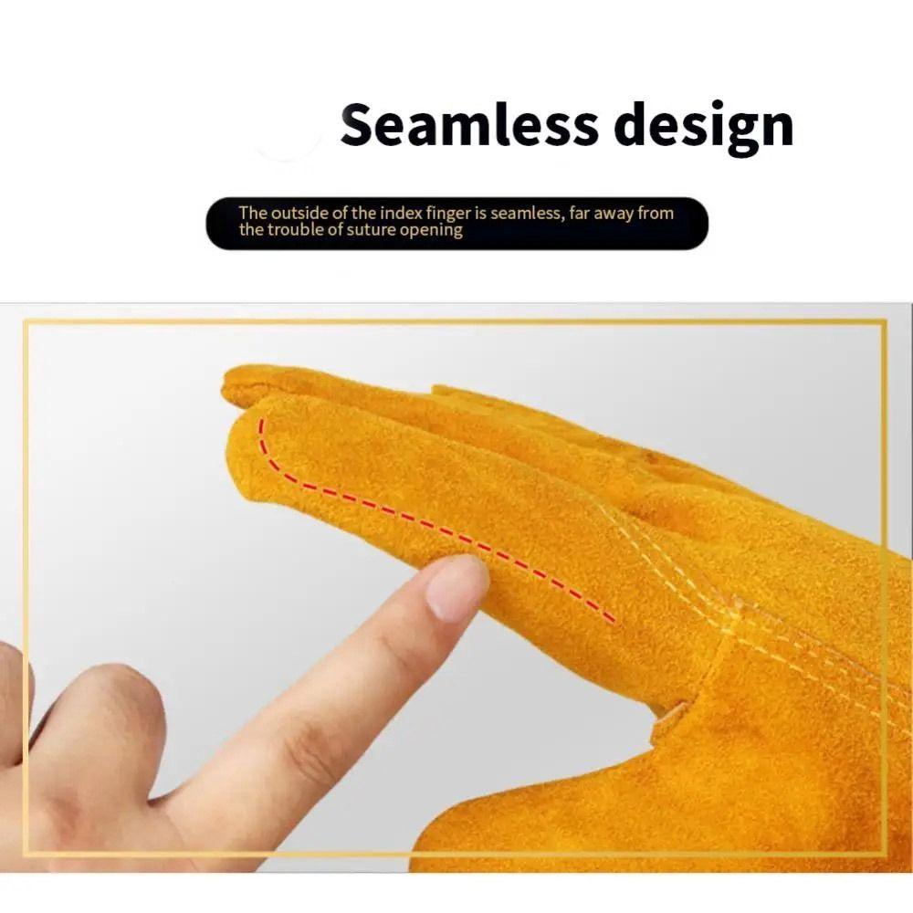 1 Pair Anti-Heat Welding Gloves Cow Leather Welder Gloves Durable Work Safety Glove Welding