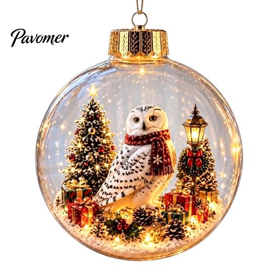 Weihnachtsbaumschmuck Story Ornament, 8 cm Kugel-Hängedekoration mit Mini-Feiertagsszene, Bruchfeste Kugeln im Inneren, Klarer Kunststoff-Weihnachtsanhänger