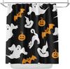 Skull Halloween Shower Curtain Scary Skull Flower Ghost Pumpkin Happy Bathroom Decoration Retro Shower Curtain