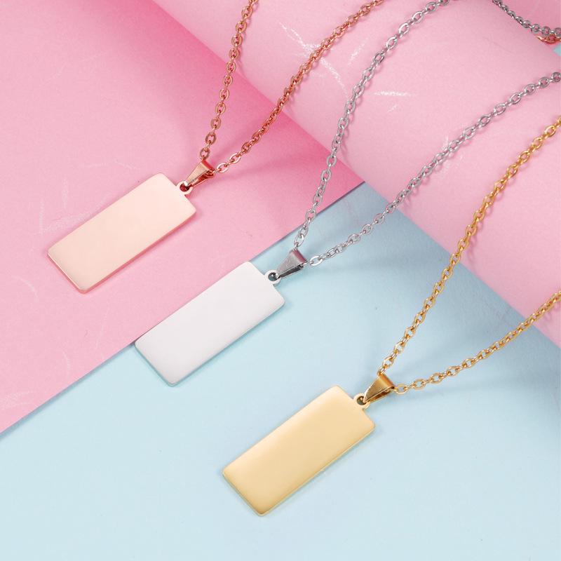 Trendy Geometric Stainless Steel Rectangle Pendant Necklace