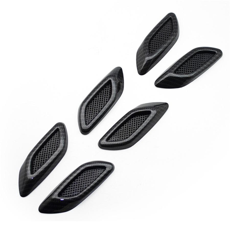 6Pcs Car Styling 3D Shark Gill Car Side Fake Vent Sticker Carbon Fiber Color Fine Decoration Modified Car Styling Popular Sticker