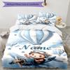 Conjunto de Roupa de Cama com Urso e Nome Personalizado 3 Peças Capa de Edredom com Fecho Inclui 1 Capa de Edredom e 2 Fronhas, Macio e Confortável para Todas as Estações.