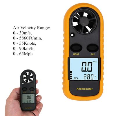 Durable And Safe Digital Anemometer 0-30M/S Wind Speed Meter Mini Air Velocity Airflow -10 Celsius ~ 45 Celsius Temperature Tester With Backlight