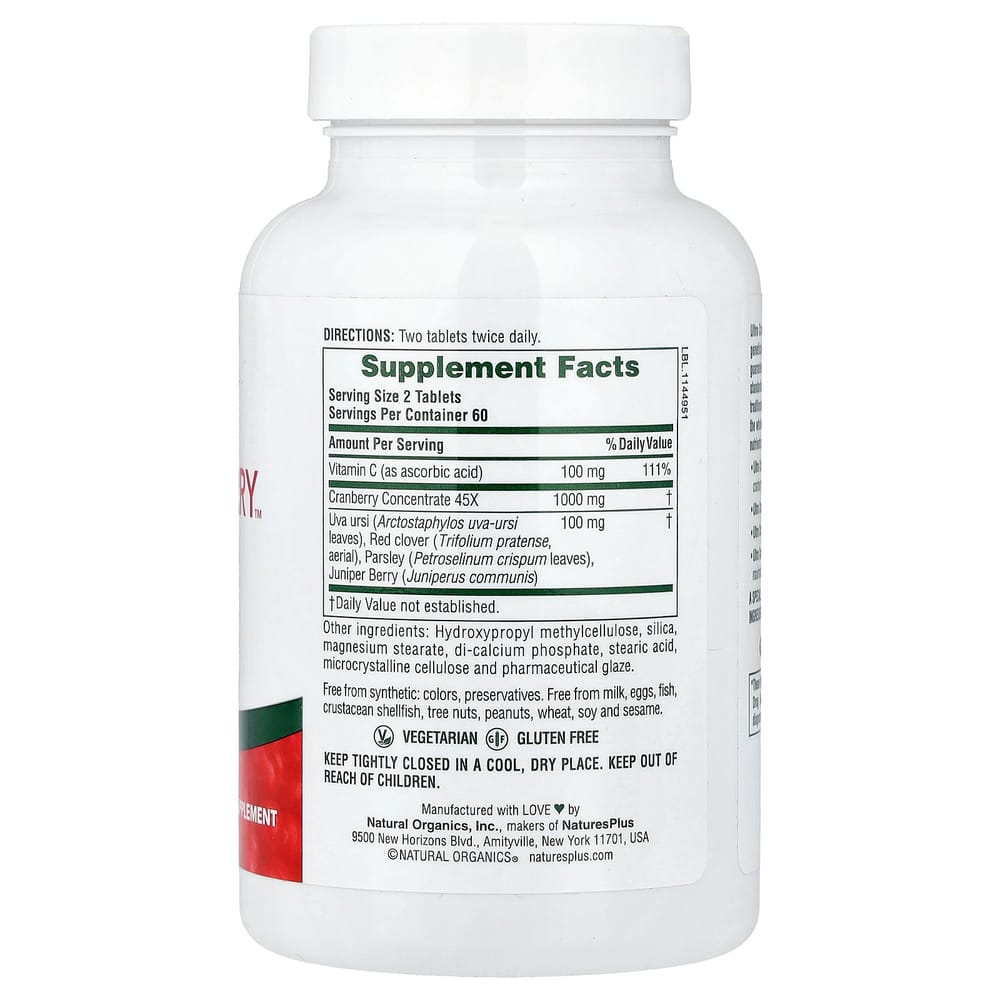 Nature's Plus Ultra Cranberry 1000mg 120 Tablets