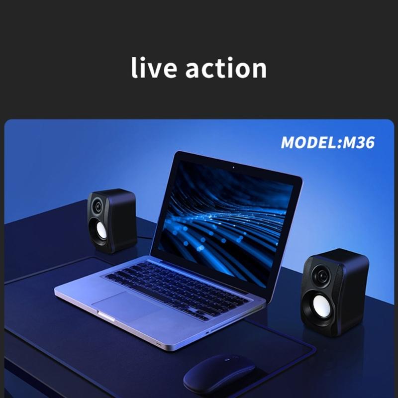 USB Wireds Speaker Stereo Subwoofer Sound Box 3.5mm Input USB Power Computer Speaker for Desktop PC