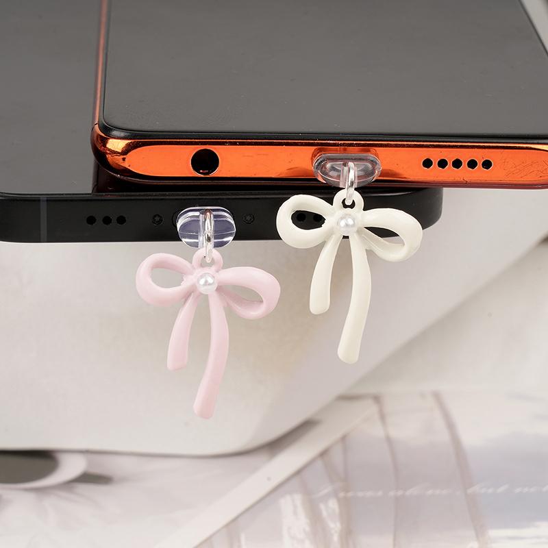 Phone Dust Plug Pendant For Type-C Port Cute Bow Mobile Phone Dust Plug Charging Port Protector Anti-Dust Plug Cover
