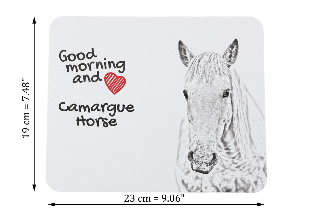 Camargue Horse - Baskılı mouse pad, atlı kişiselleştirilmiş pad, Art-Dog markasından bir ofis çalışanı için benzersiz bir alet