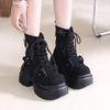 Fashion Designer Women's Short Boots New Autumn Winter Suede Leather Chunky Boots Gladiator High Platfom Buckle Goth Boots Mujer Zapatos