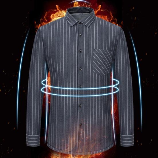 Camicia da uomo autunno inverno business risvolto manica lunga monopetto camicia formale slim fit stampa scozzese fodera in pile spesso top