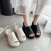 Thick-soled wedge sandals women's new summer high-heeled fish mouth women's shoes hollow height-increasing muffin shoes size 42
