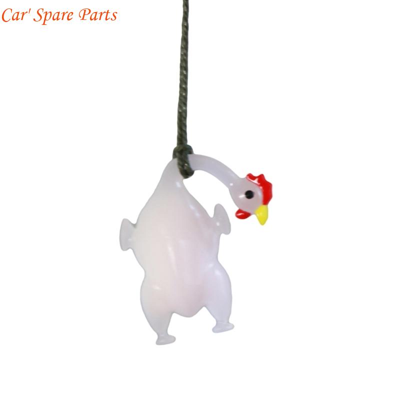 Y4UA Eye Catching Photochromic Chicken Vehicle Ornament With Easy Installation Rope Trendy Car Desk Interior Accessory