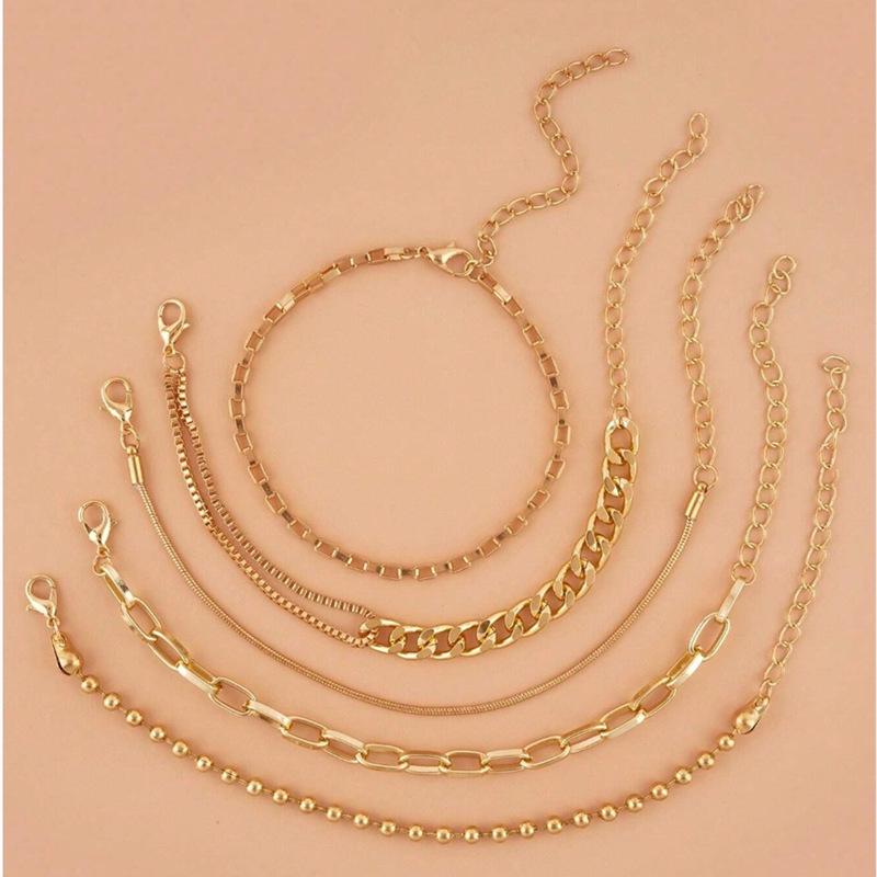 Bohemian Minimalist Women's Hand Jewelry Set: 6 Multi-layer Simple Bracelets