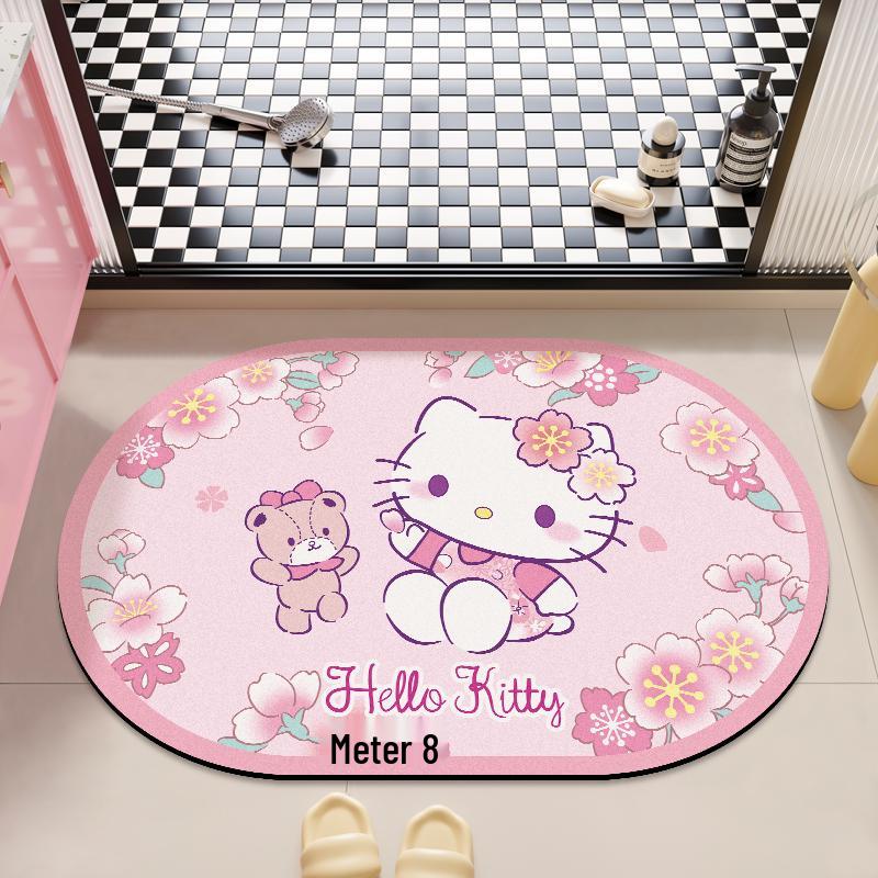 Kitty Cat Quick-Dry Diatomaceous Earth Bathroom Mat - Non-Slip Absorbent Toilet Floor Pad