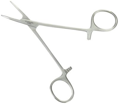 CORMORAN Pinzette gebogen 5 Zoll Silber