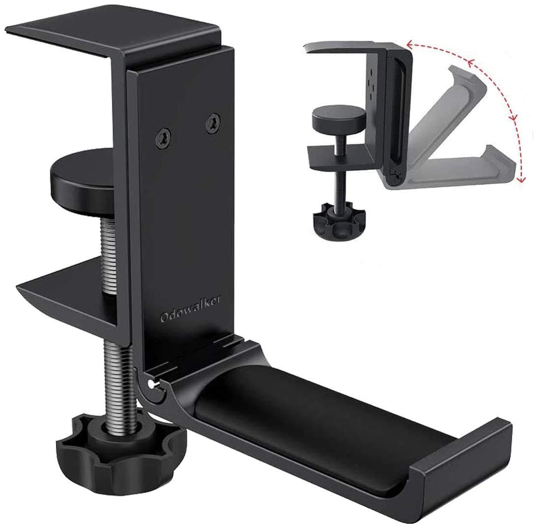 

Odowalker Foldable Headphone Stand, Table Hook, Folding Hook, Desktop Stand, Table Hook, Aluminum Alloy Headphone Hanger with Mini Hex Wrench (Black)