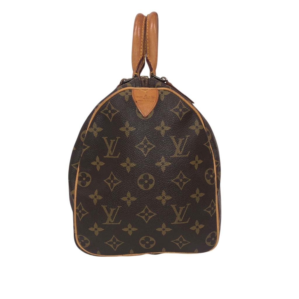 Used Louis Vuitton Monogram Speedy 30 M41526 Boston Bag Canvas Brown Authentic 1212