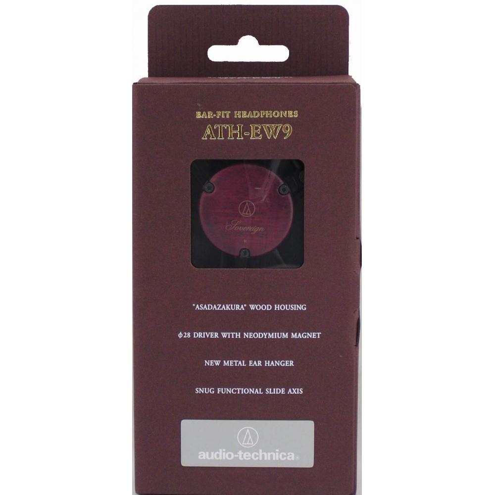 Audio Technica ATH-EW9 Headphones Wired Ear Hook On-Ear Wood Housing Brown Small