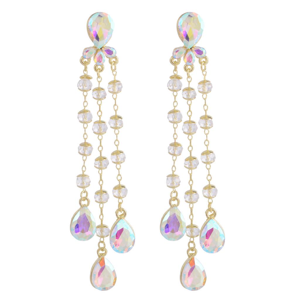 Creative Fashion Tassel Earrings With Crystal Accents For Women Summer Wear